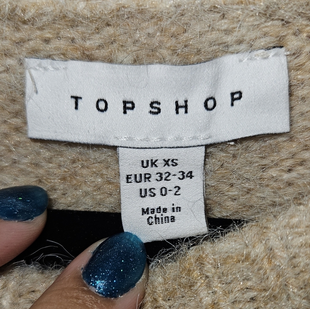 Topshop Oversized Knit Sweater/Sweater Dress, Size XS, Beige, NWT - Picture 3 of 5